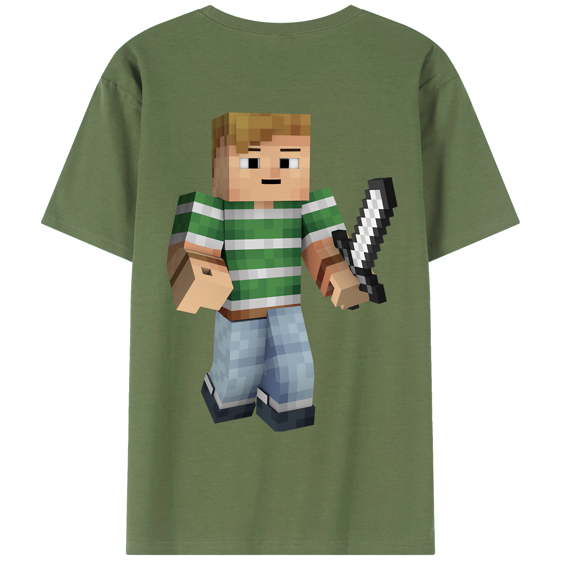 （画像用） マインクラフト ブロックの世界 Minecraft MC Block world 綿100％ メンズ半袖Tシャツ（バックプリント） 通気性